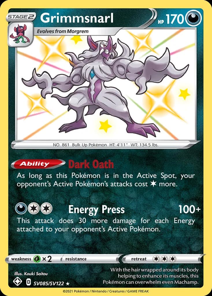 Shining Fates Grimmsnarl card front, SV085/SV122
