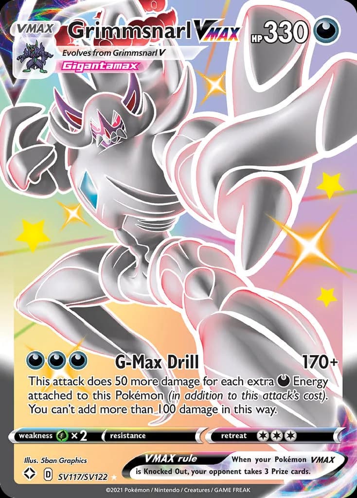 Shining Fates Grimmsnarl VMAX card front, SV117/SV122