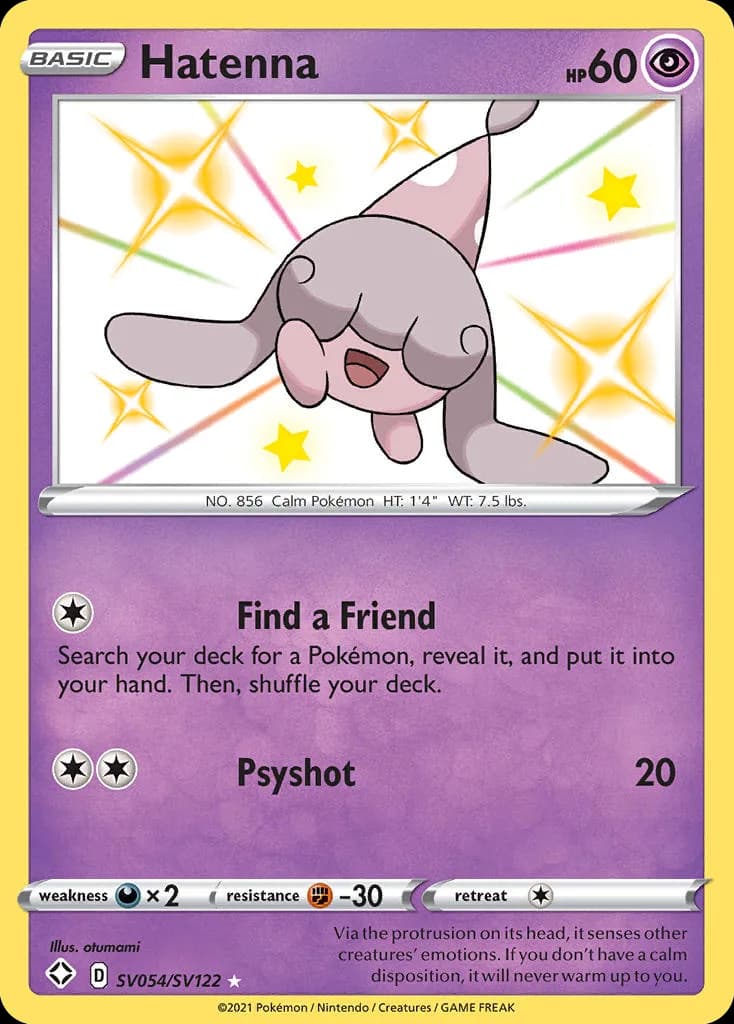 Shining Fates Hatenna card front, SV054/SV122