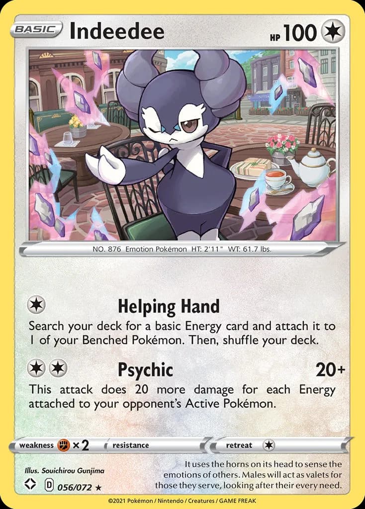 Shining Fates Indeedee card front, 56/72