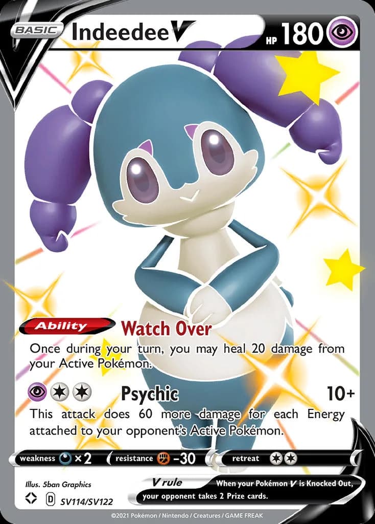 Shining Fates Indeedee V card front, SV114/SV122