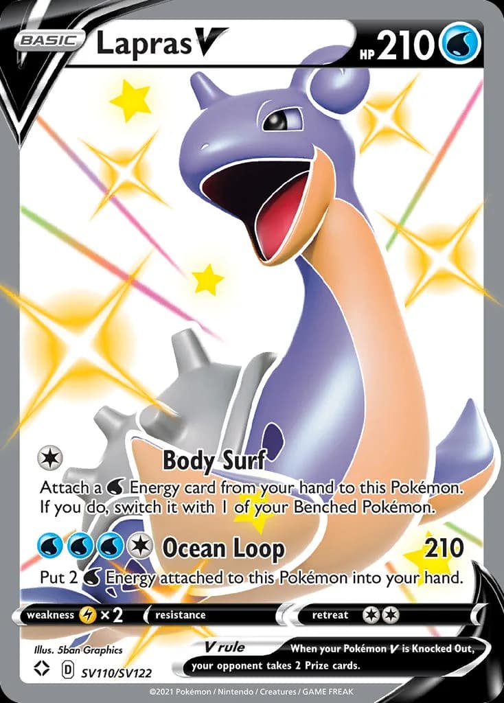 Lapras V card front, Shining Fates SV110/SV122