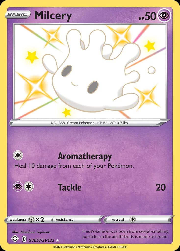 Shining Fates Milcery card front, SV057/SV122