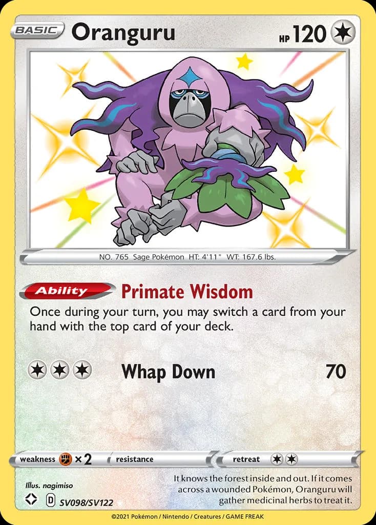 Shining Fates Oranguru card front, SV098/SV122