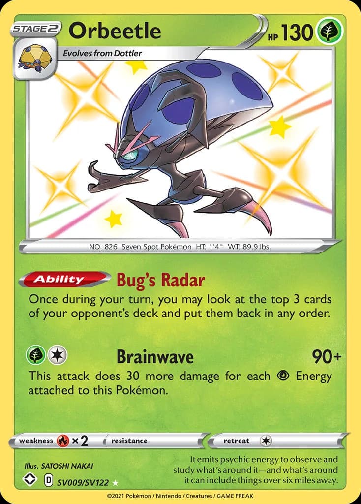 Shining Fates Orbeetle card front, SV009/SV122