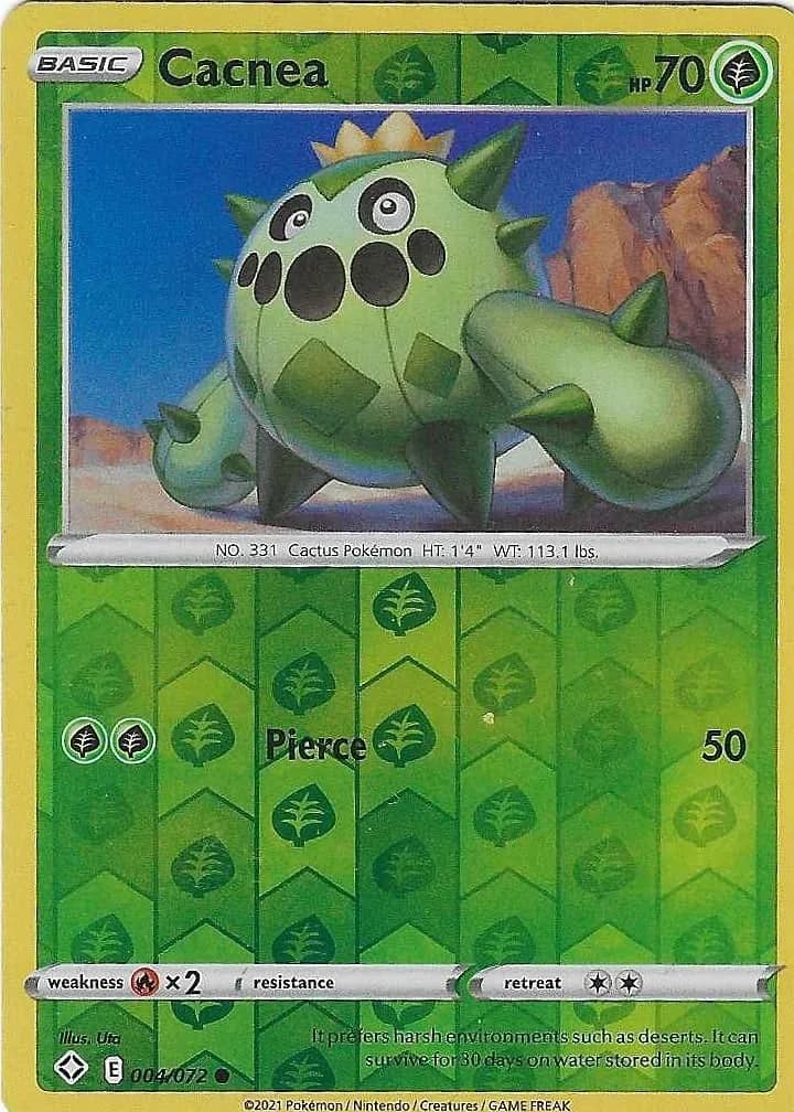 Cacnea reverse holo card front, Shining Fates 4/72