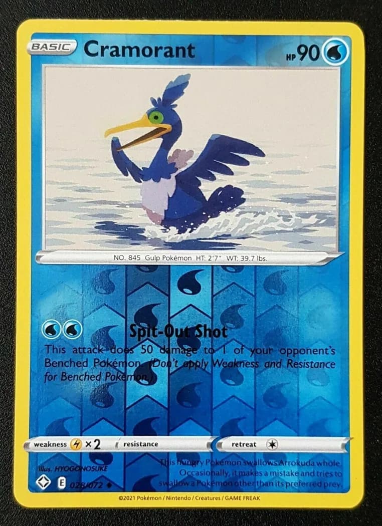 Cramorant reverse holo card front, Shining Fates 28/72