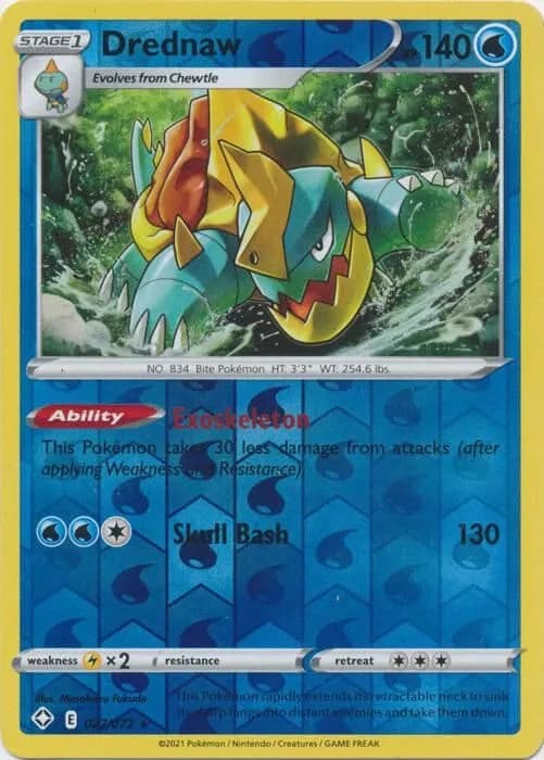 Drednaw reverse holo card front, Shining Fates 27/72