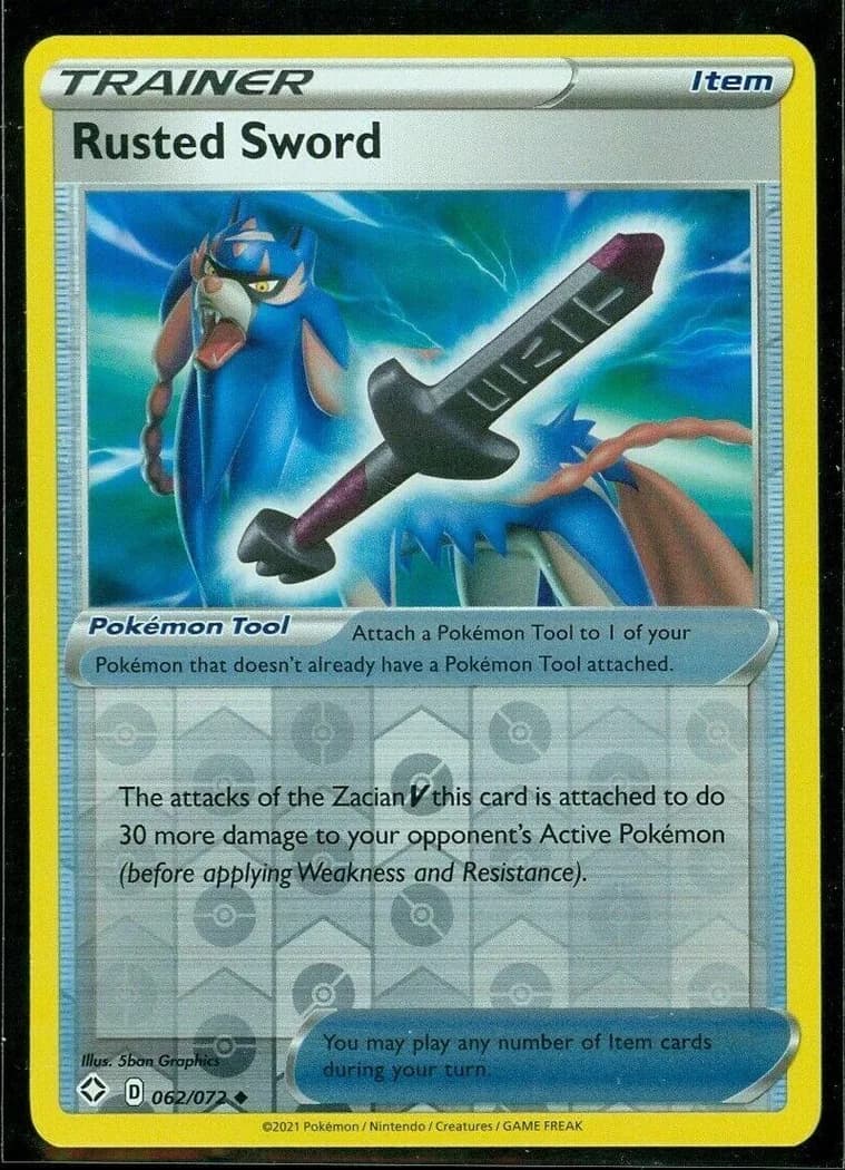 Rusted Sword reverse holo card front, Shining Fates 62/72