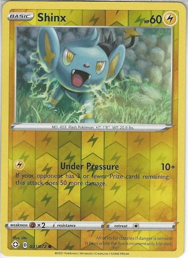 Shinx reverse holo card front, Shining Fates 31/72