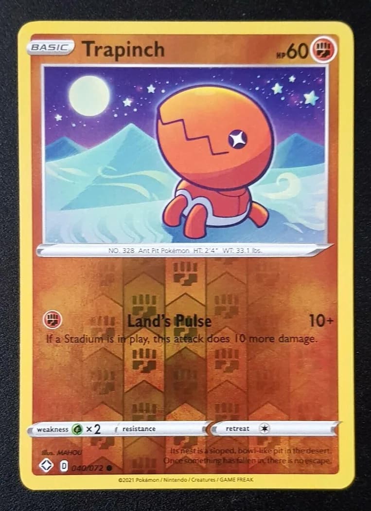 Trapinch reverse holo card front, Shining Fates 40/72