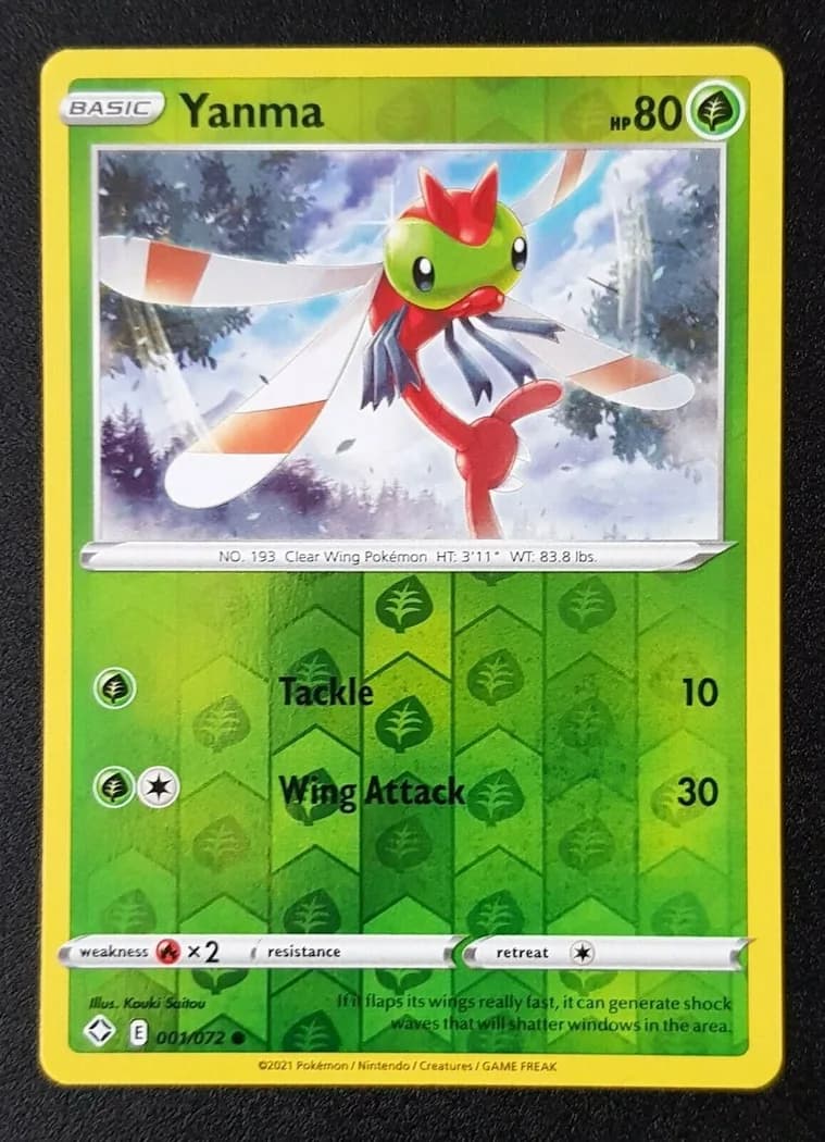 Yanma reverse holo card front, Shining Fates 1/72