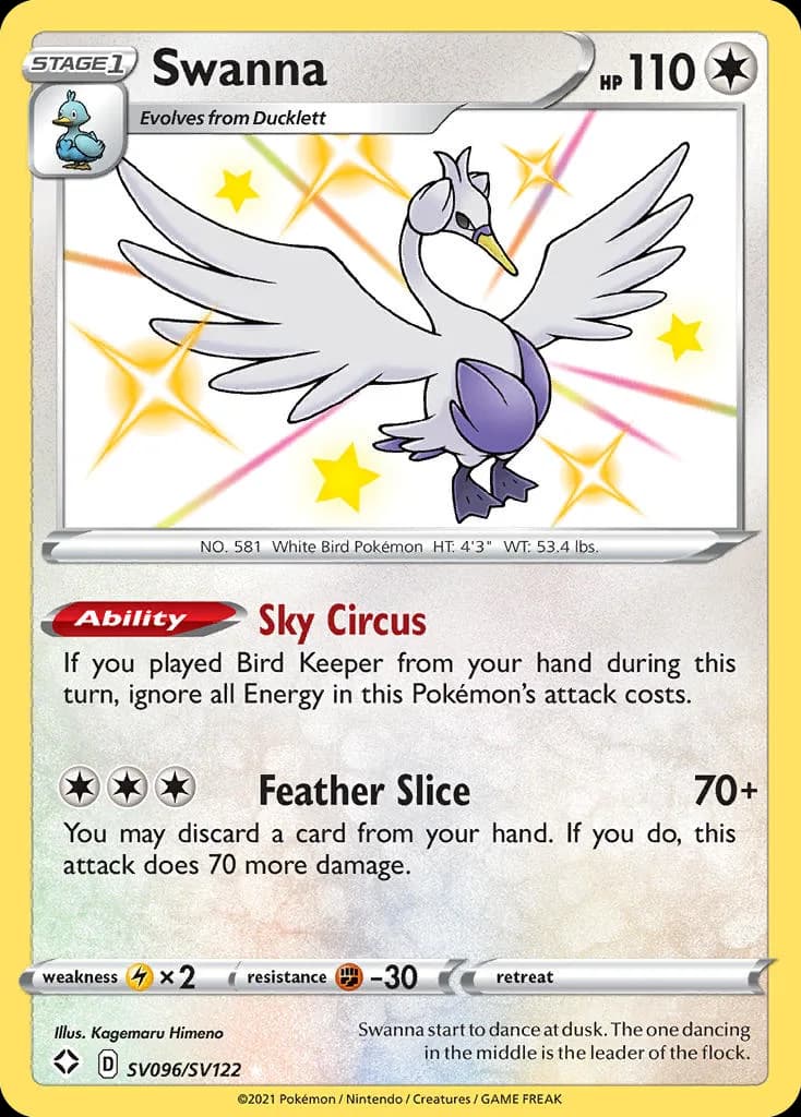 Shining Fates Swanna card front, SV096/SV122