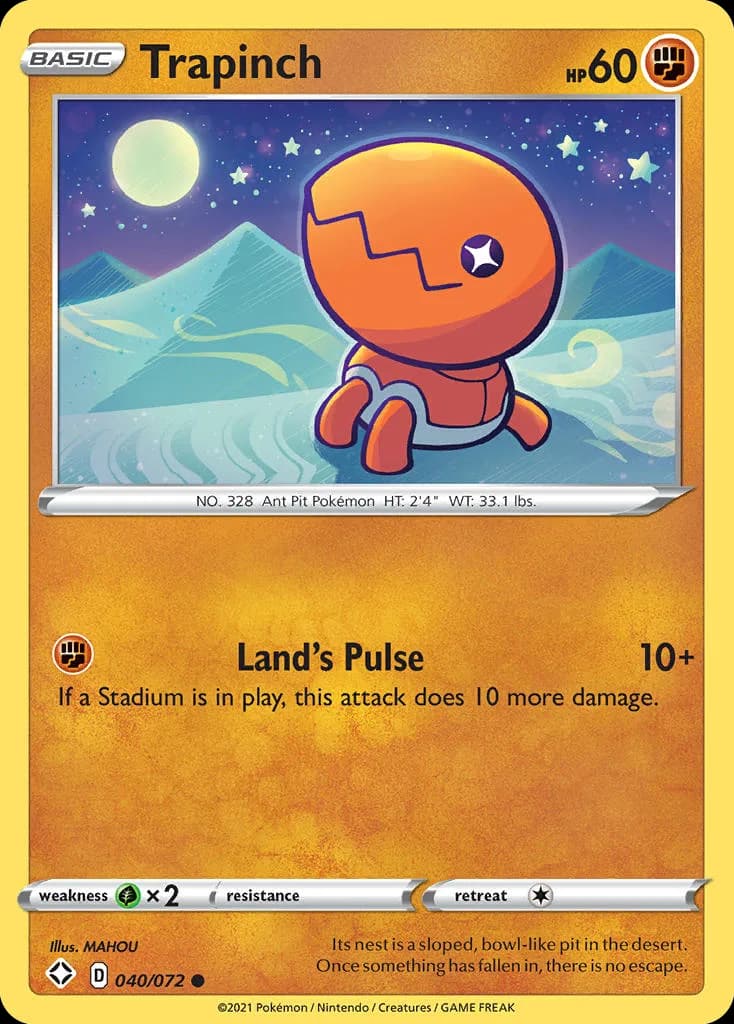 Shining Fates Trapinch card front, 40/72