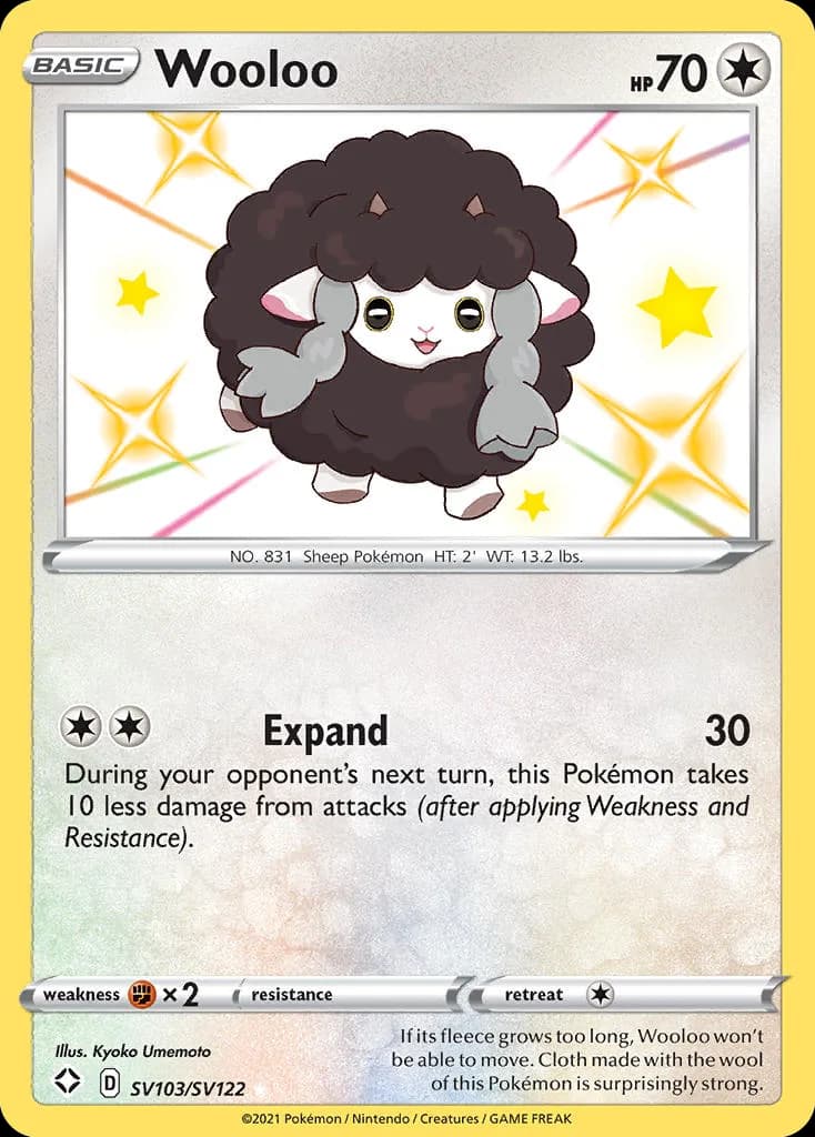 Shining Fates Wooloo card front, SV103/SV122