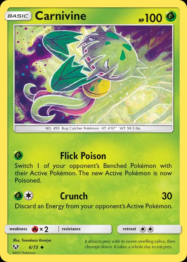 Shining Legends Carnivine card front, 6/73
