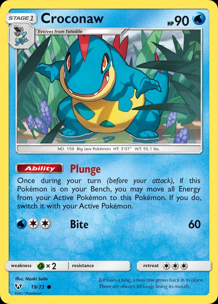 Shining Legends Croconaw card front, 19/73