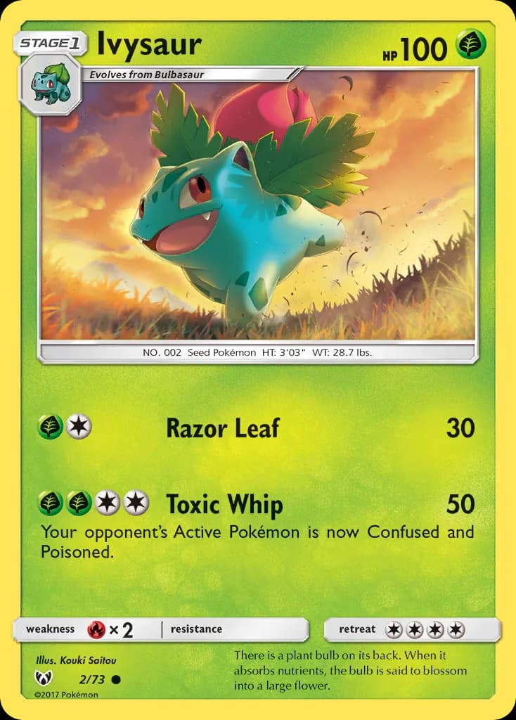 Shining Legends Ivysaur card front, 2/73