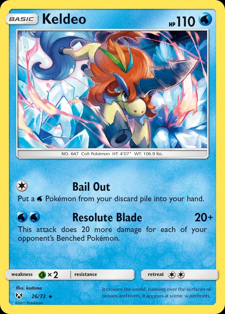Shining Legends Keldeo card front, 26/73