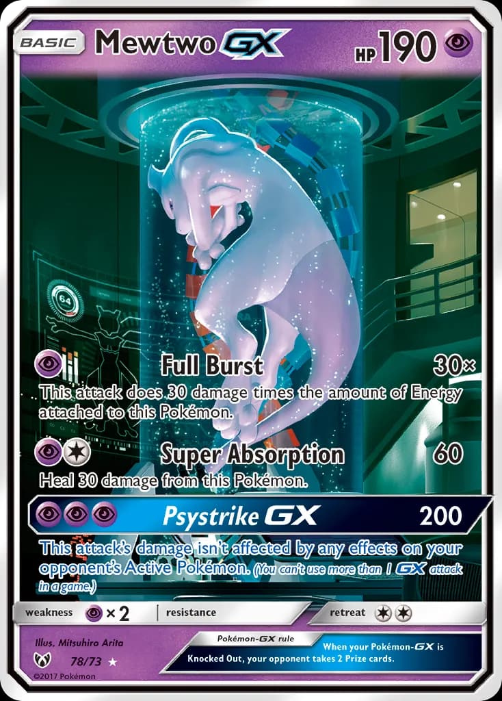 Mewtwo-GX card front, Shining Legends 78/73