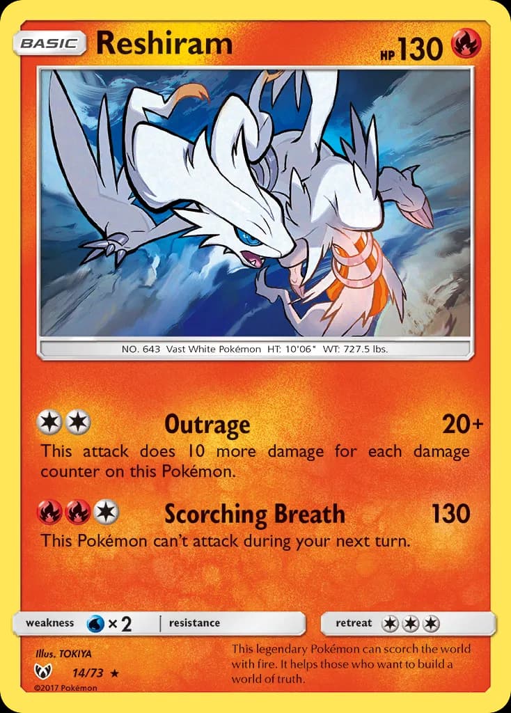 Reshiram card front, Shining Legends 14/73