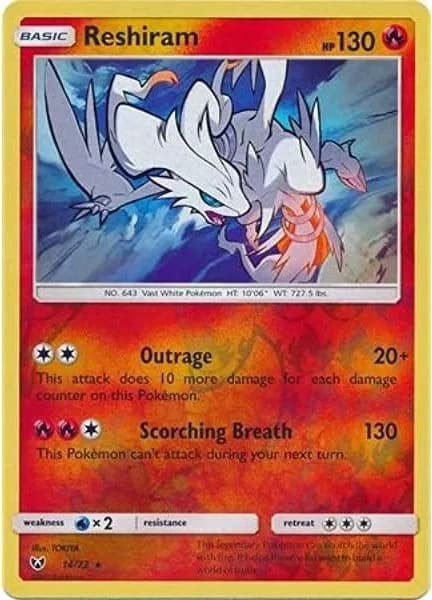 Reshiram reverse holo card front, Shining Legends 14/73