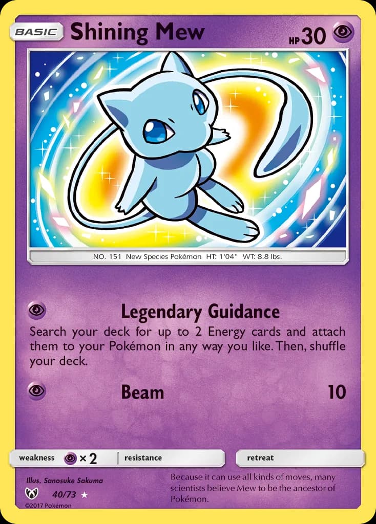 Shining Legends Shining Mew card front, 40/73