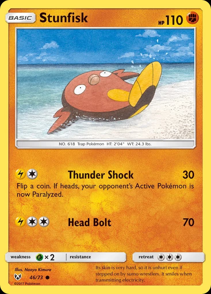 Shining Legends Stunfisk card front, 46/73