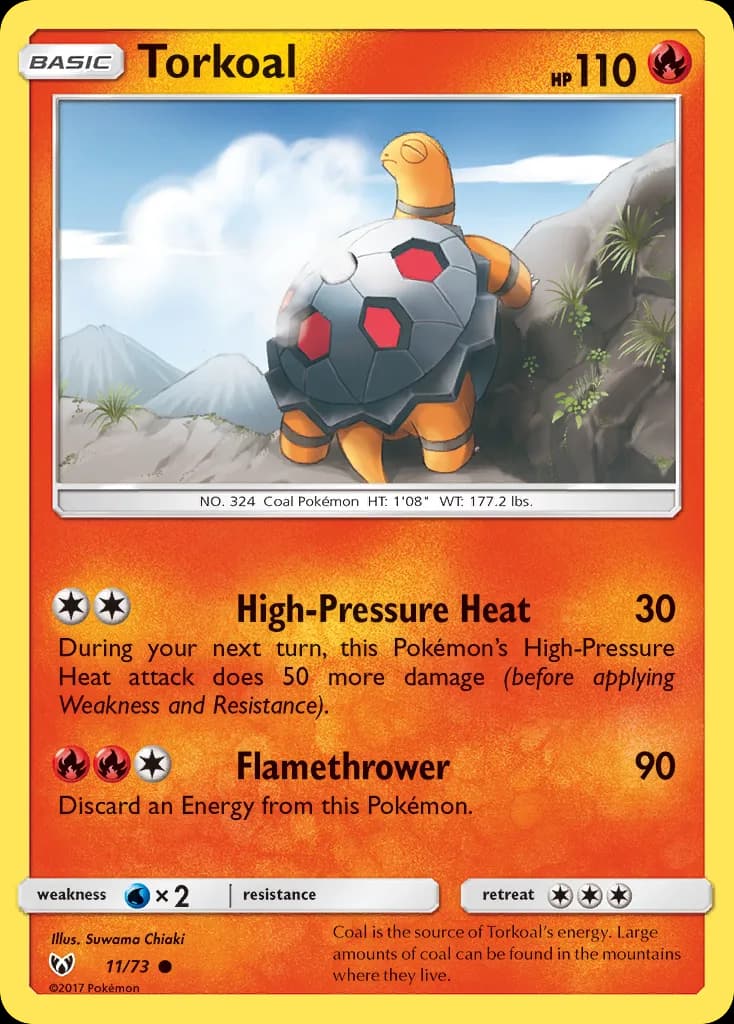 Shining Legends Torkoal card front, 11/73