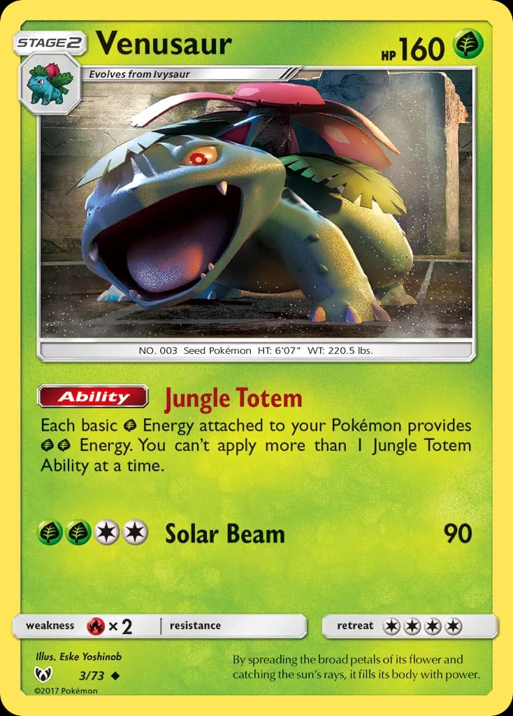 Shining Legends Venusaur card front, 3/73