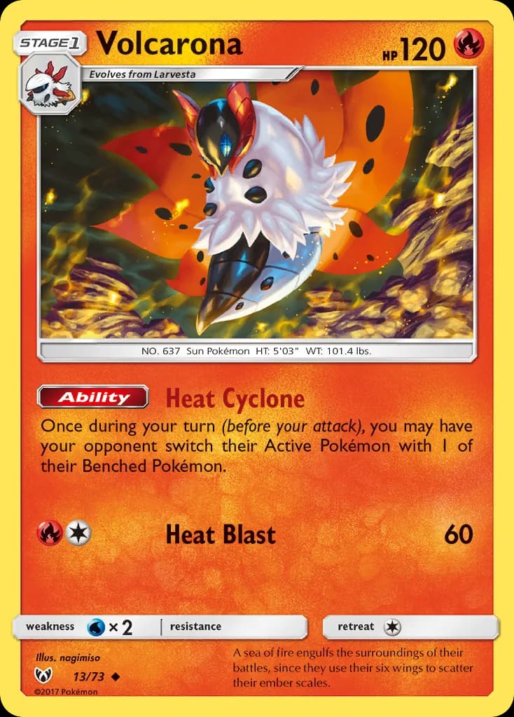 Volcarona card front, Shining Legends 13/73
