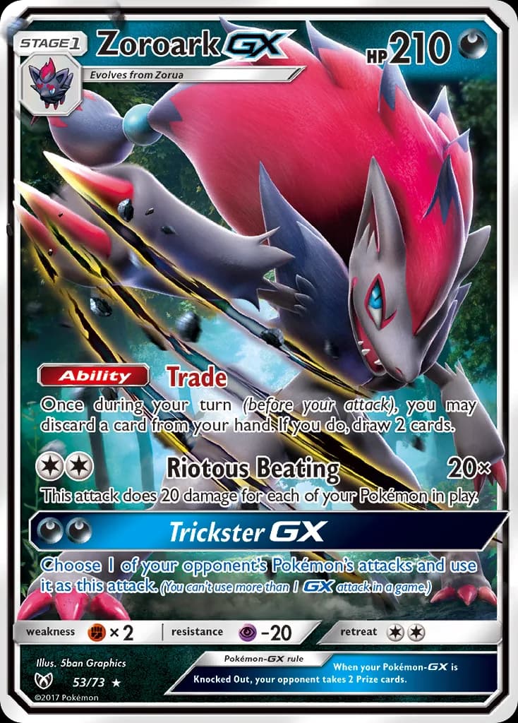 Zoroark-GX card front, Shining Legends 53/73