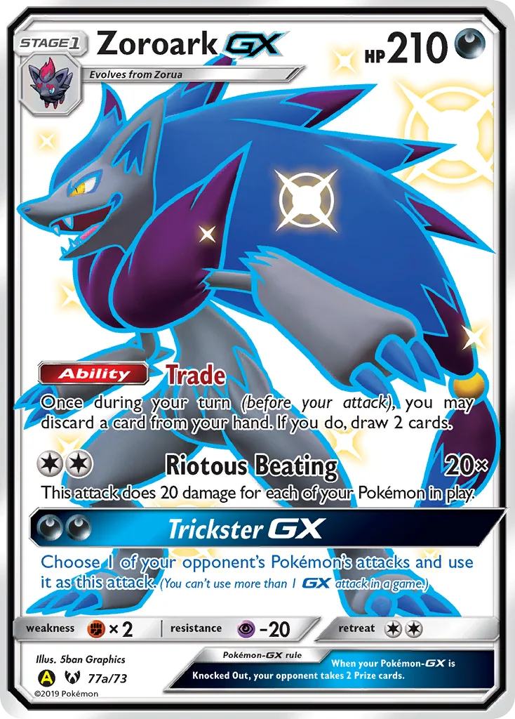 Zoroark-GX card front, Shining Legends 77a/73