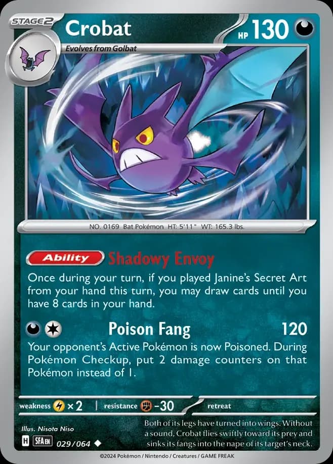 Crobat card front, Shrouded Fable 29/64
