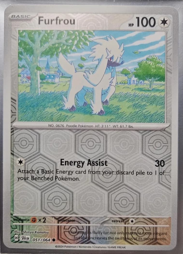 Furfrou reverse holo card front, Shrouded Fable 51/64