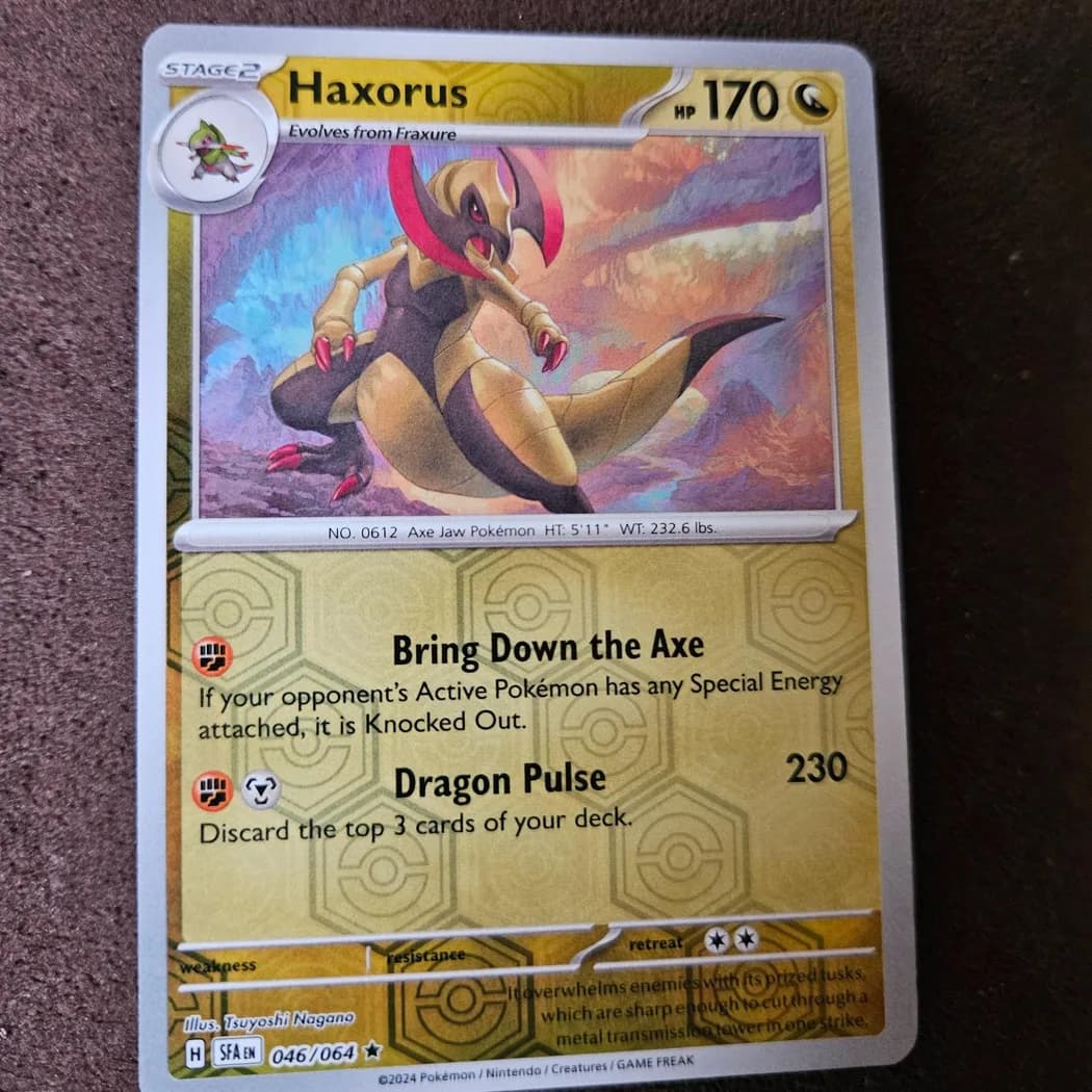Haxorus reverse holo card front, Shrouded Fable 46/64