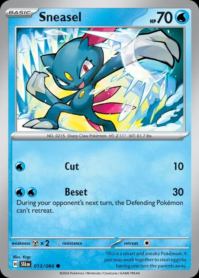 Shrouded Fable Sneasel card front, 13/64