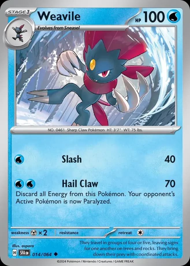 Weavile card front, Shrouded Fable 14/64