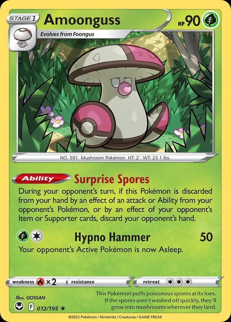 Silver Tempest Amoonguss card front, 12/195