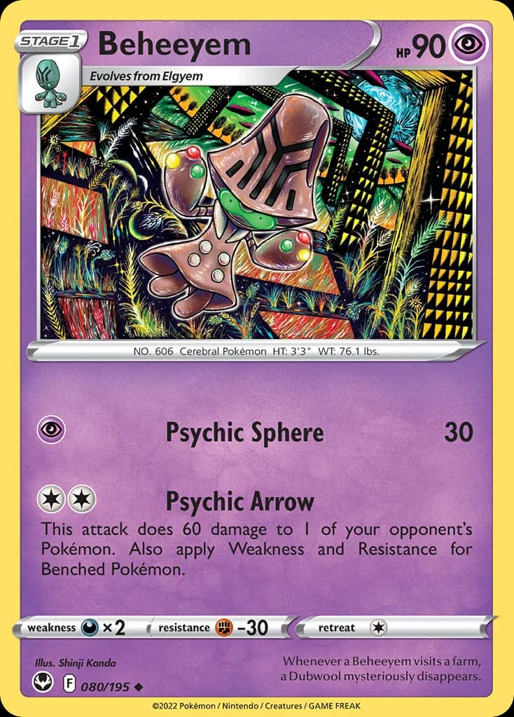 Silver Tempest Beheeyem card front, 80/195