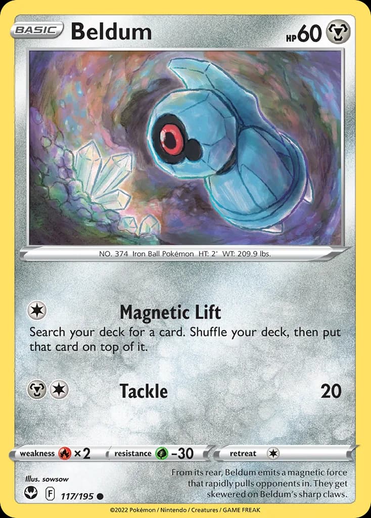 Silver Tempest Beldum card front, 117/195