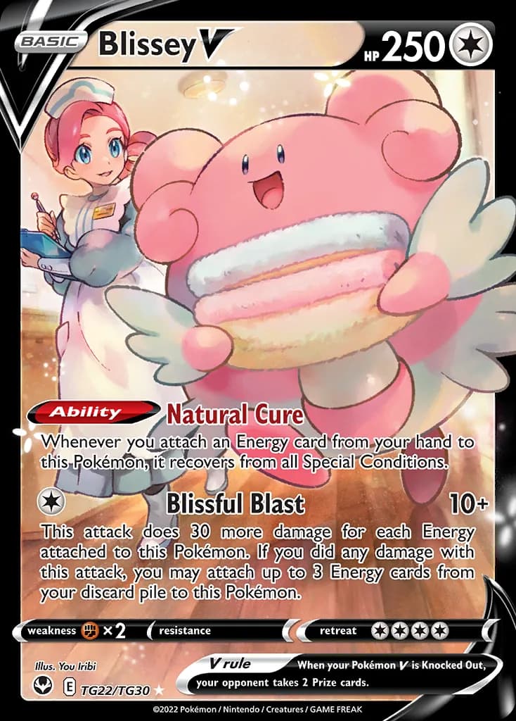 Silver Tempest Blissey V card front, TG22/TG30