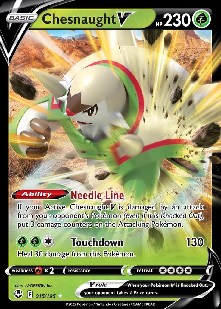 Silver Tempest Chesnaught V card front, 15/195