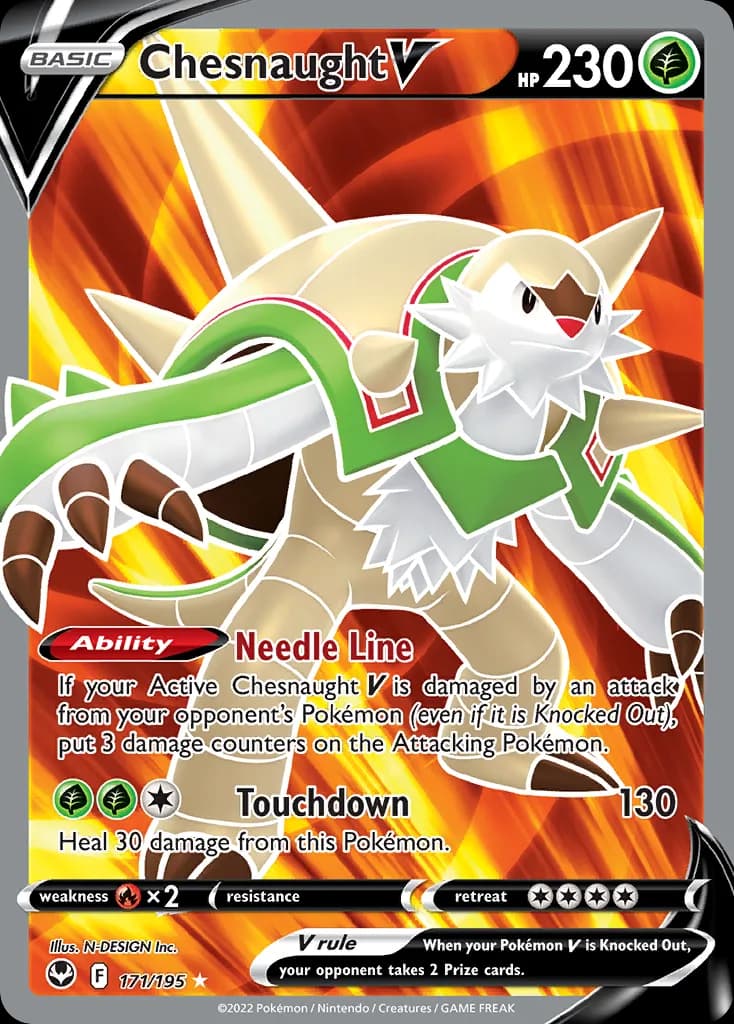 Silver Tempest Chesnaught V card front, 171/195