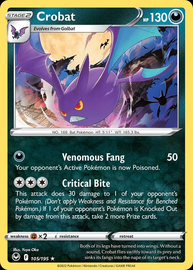 Crobat card front, Silver Tempest 105/195