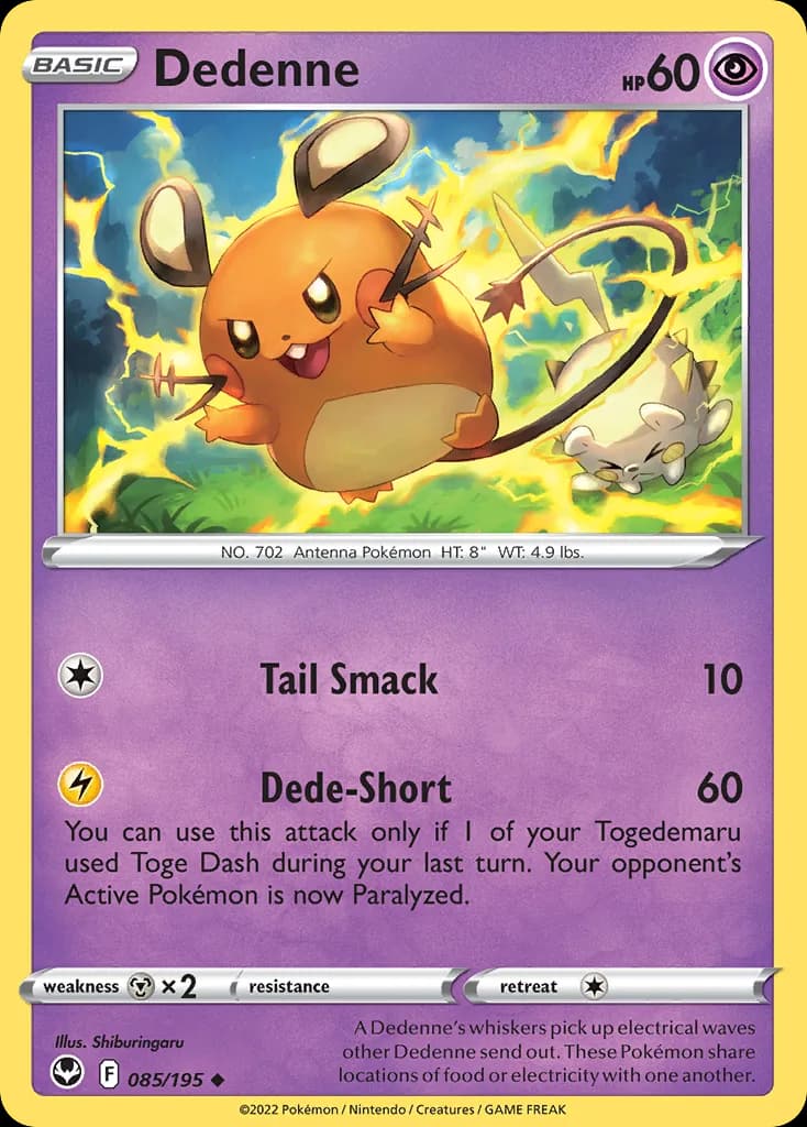 Silver Tempest Dedenne card front, 85/195