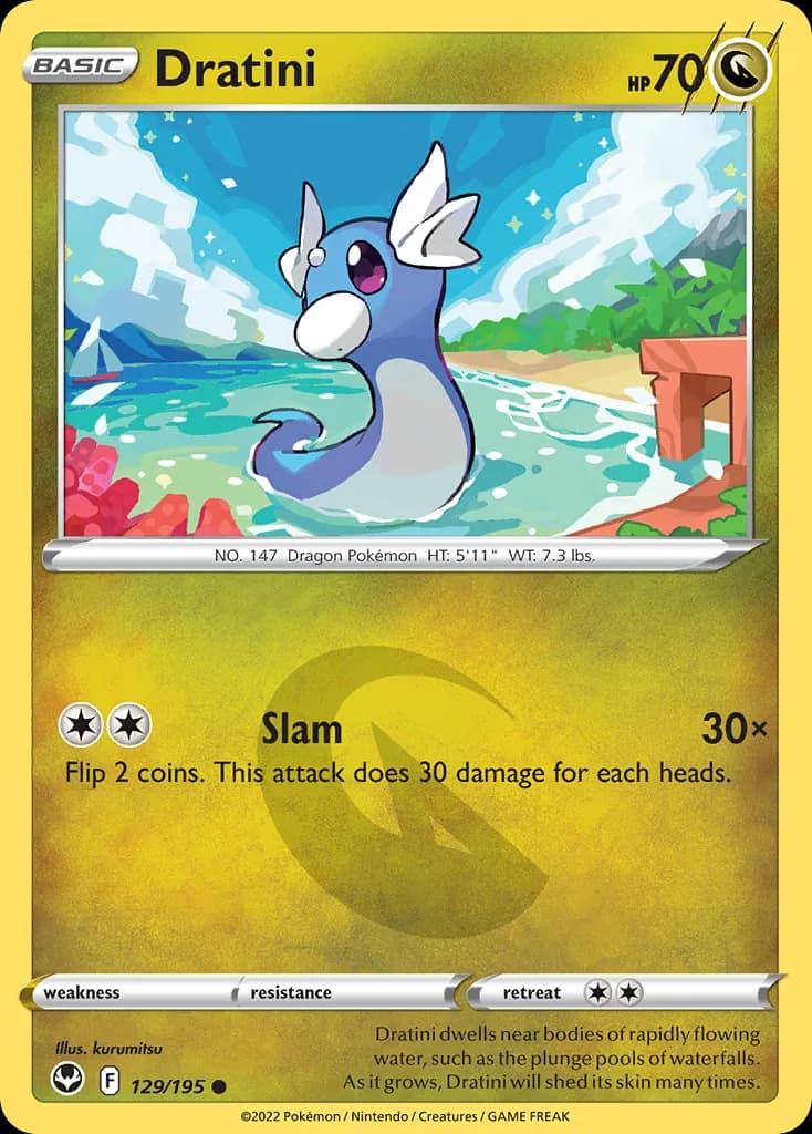 Silver Tempest Dratini card front, 129/195