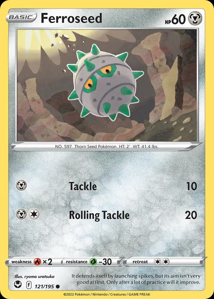Silver Tempest Ferroseed card front, 121/195