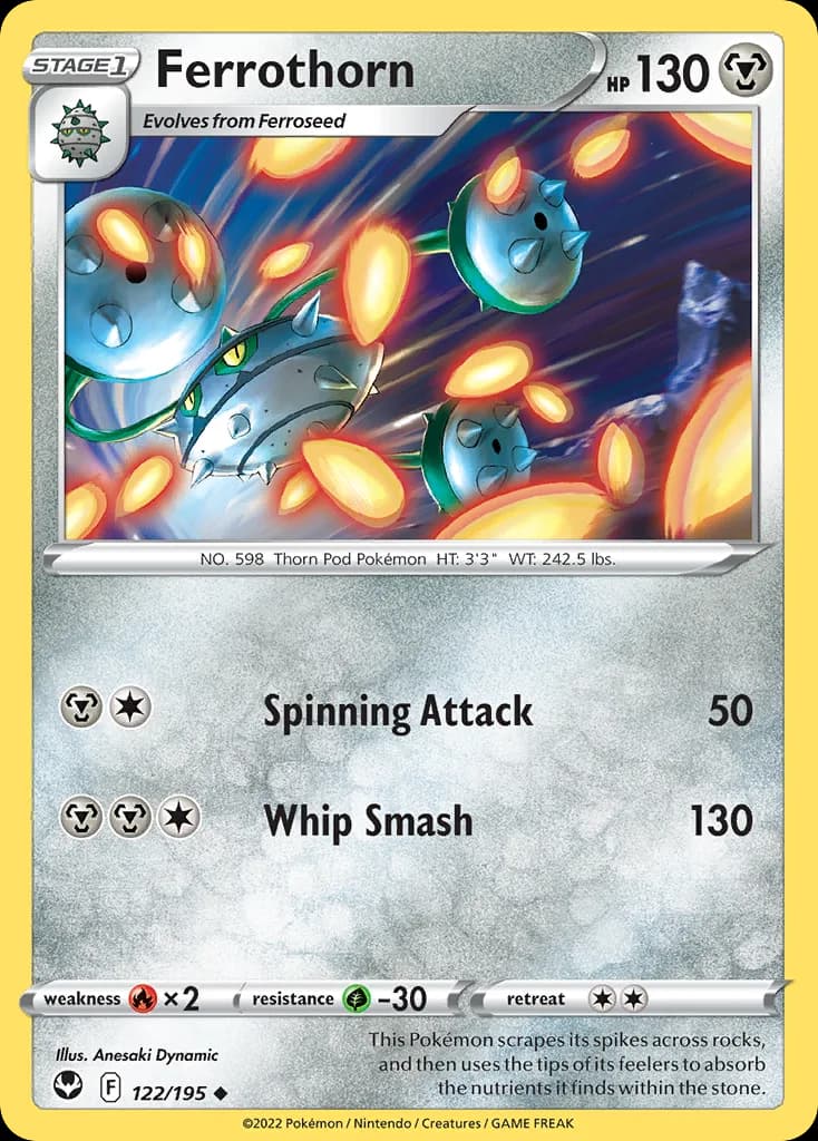 Silver Tempest Ferrothorn card front, 122/195