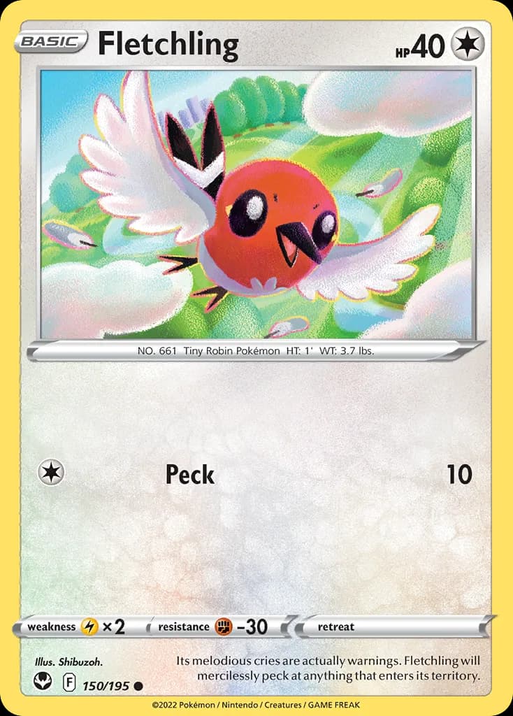 Silver Tempest Fletchling card front, 150/195